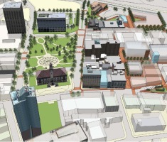Aerial Rendering of Downtown TDI District